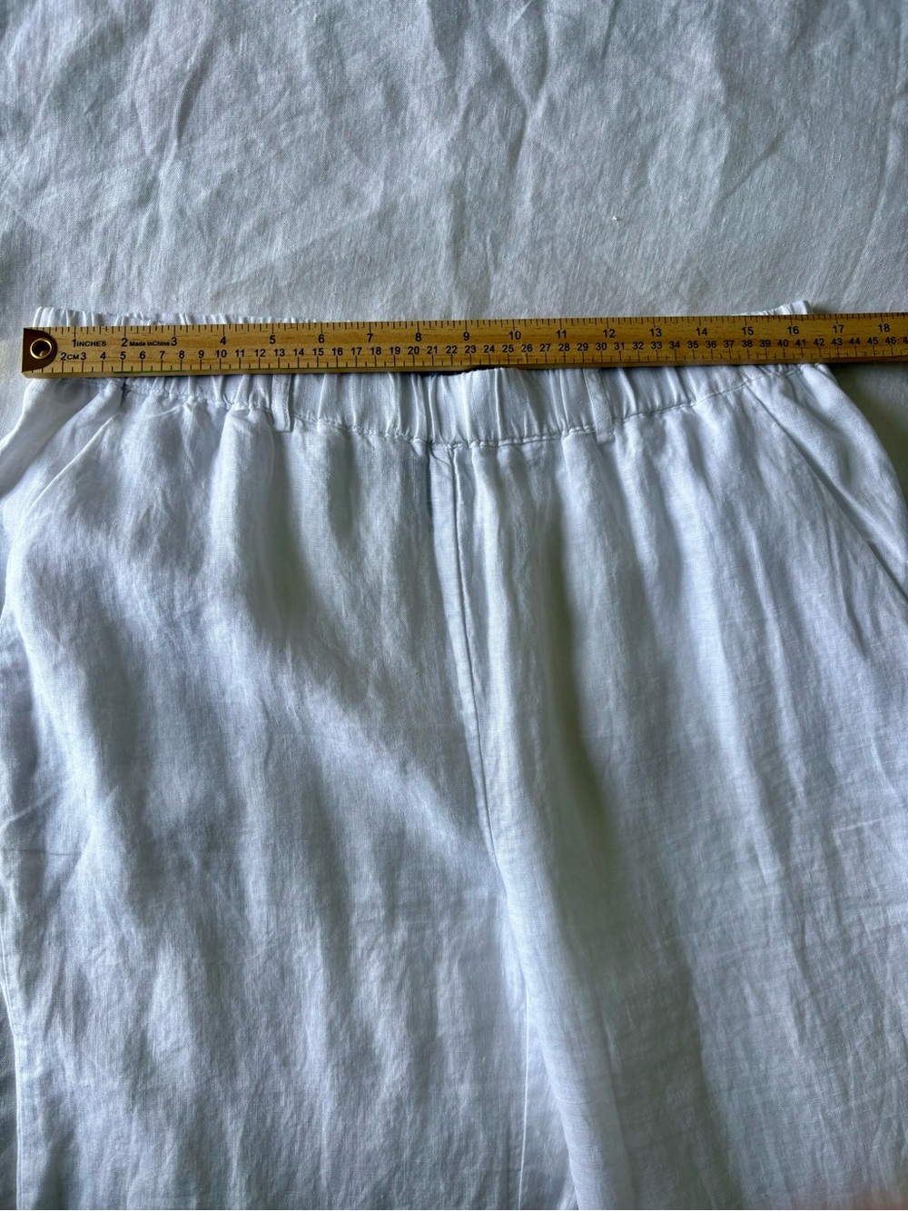 Quince 100% European Linen White Pants L NWOT Elastic Waist Wide Leg Beach - Picture 5 of 13